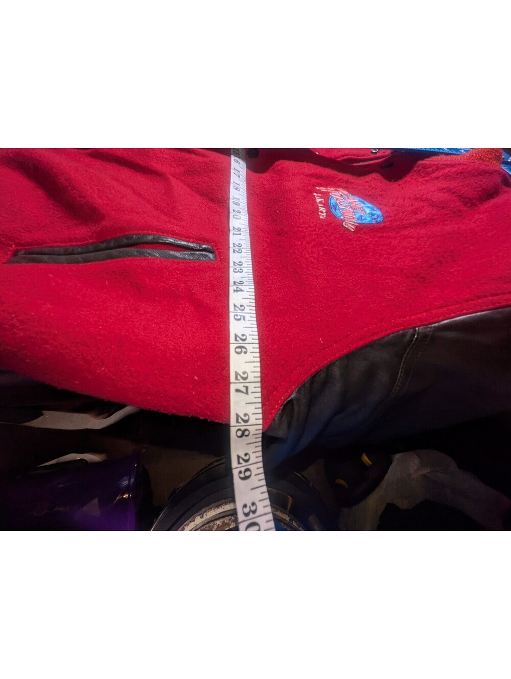 Vintage Planet Hollywood Jakarta Mens Varsity Jacket Red Wool blend & leather - Picture 9 of 13